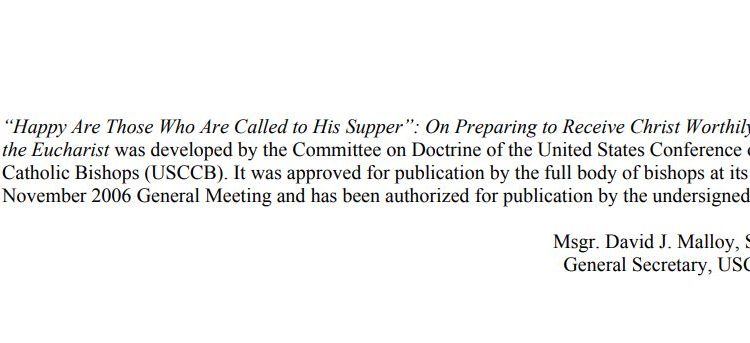 U.S. Catholic Bishops Issue Document on the Eucharist!